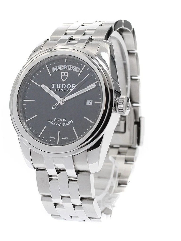 Tudor Glamor Date Day 56000 Black Dial Automatic Mens Watch952780